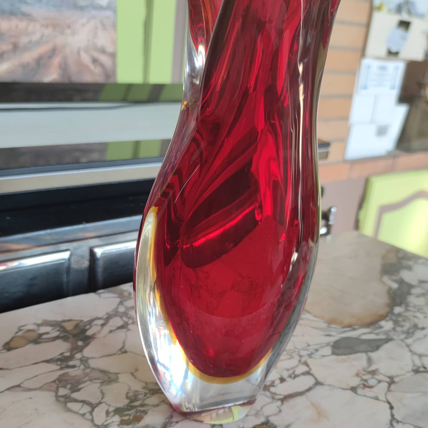 Murano crystal vase in three colors, circa 1970