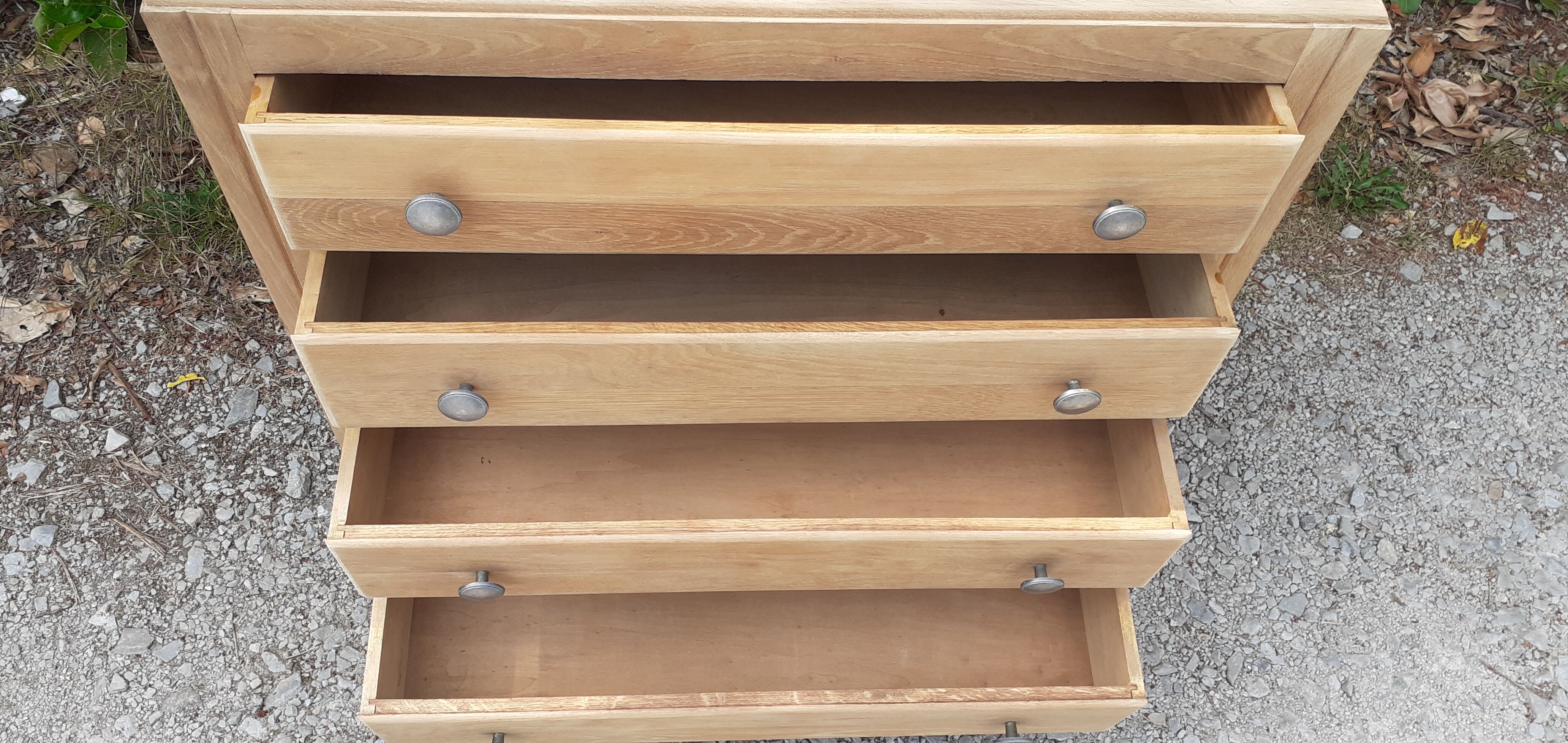 Chest of drawers 4 drawers oak feet compass vintage raw wood