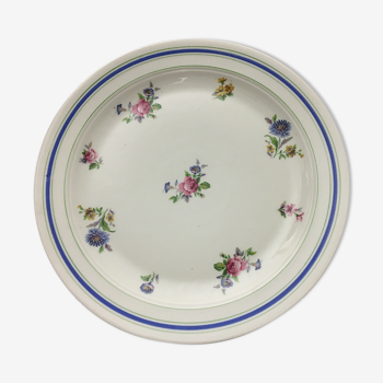 Plat de service rond “ lourioux foëcy “avec motifs de fleurs.