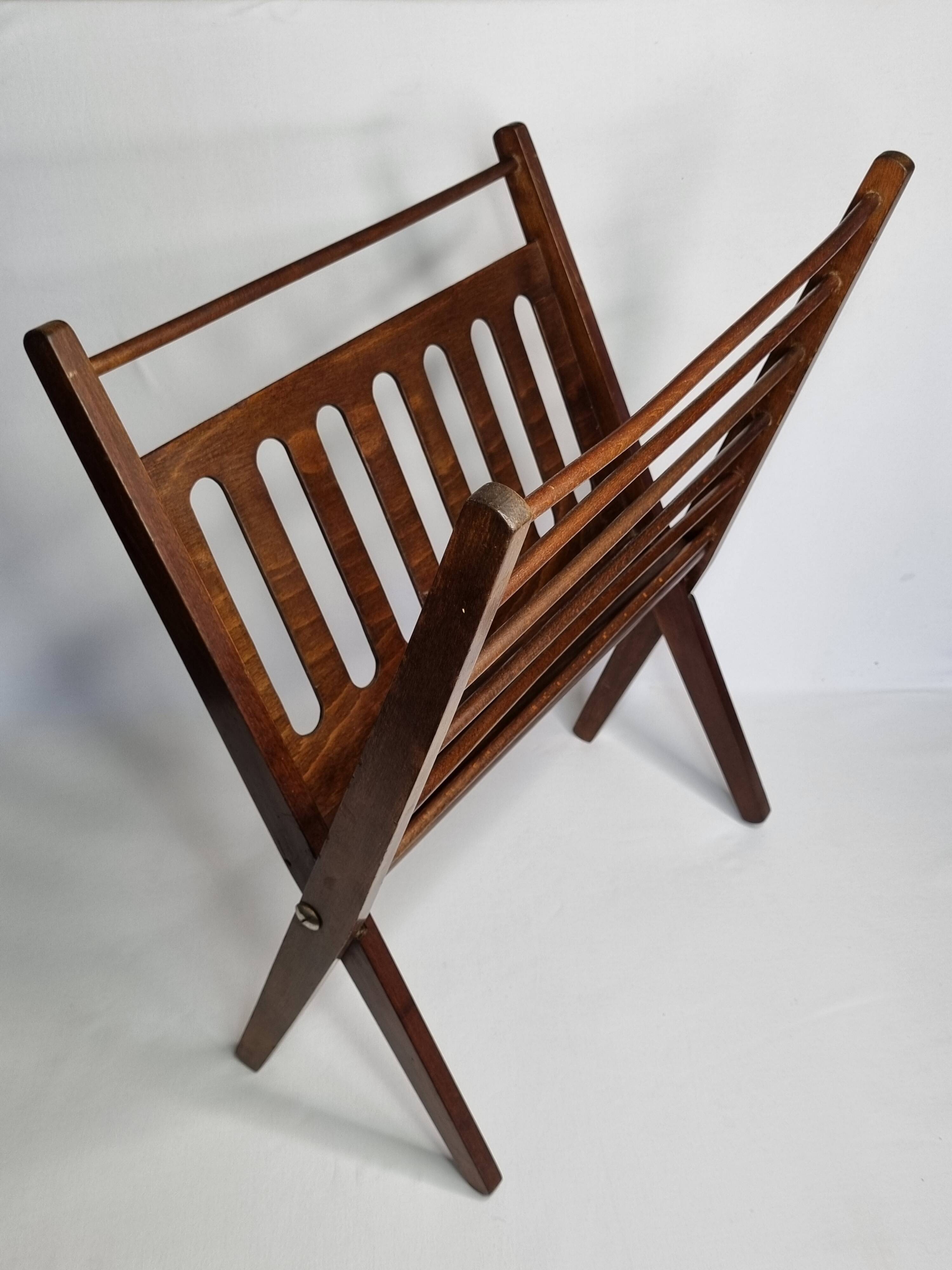 Folding teak magazine rack by Cees Braakman