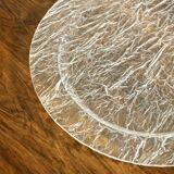 Large oval tray in crumpled plexiglass, France 1970's