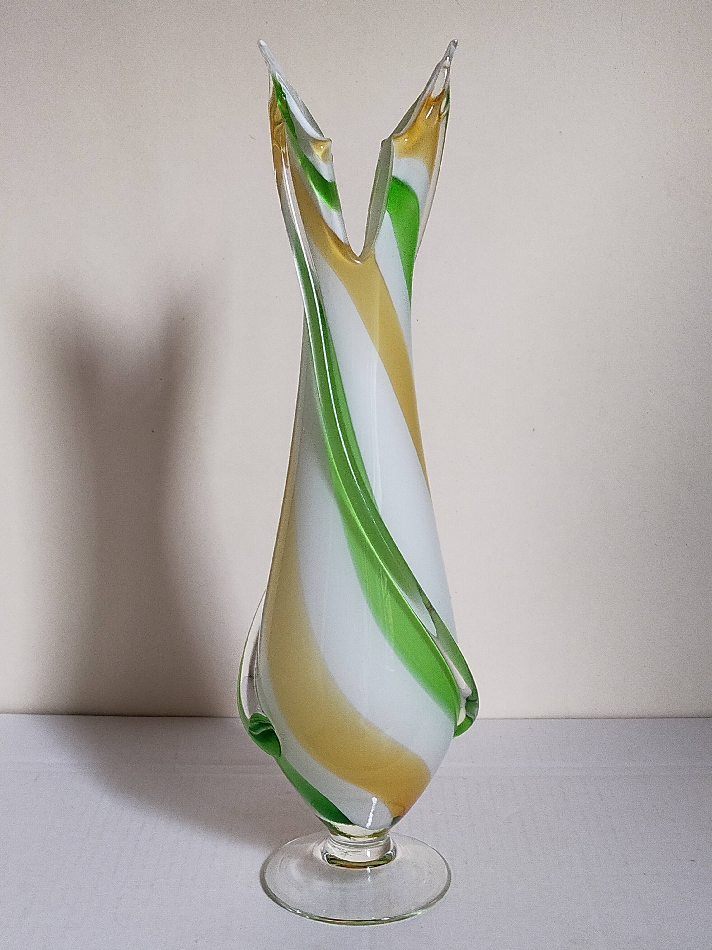 Vintage two-tone glass vase 39 cm