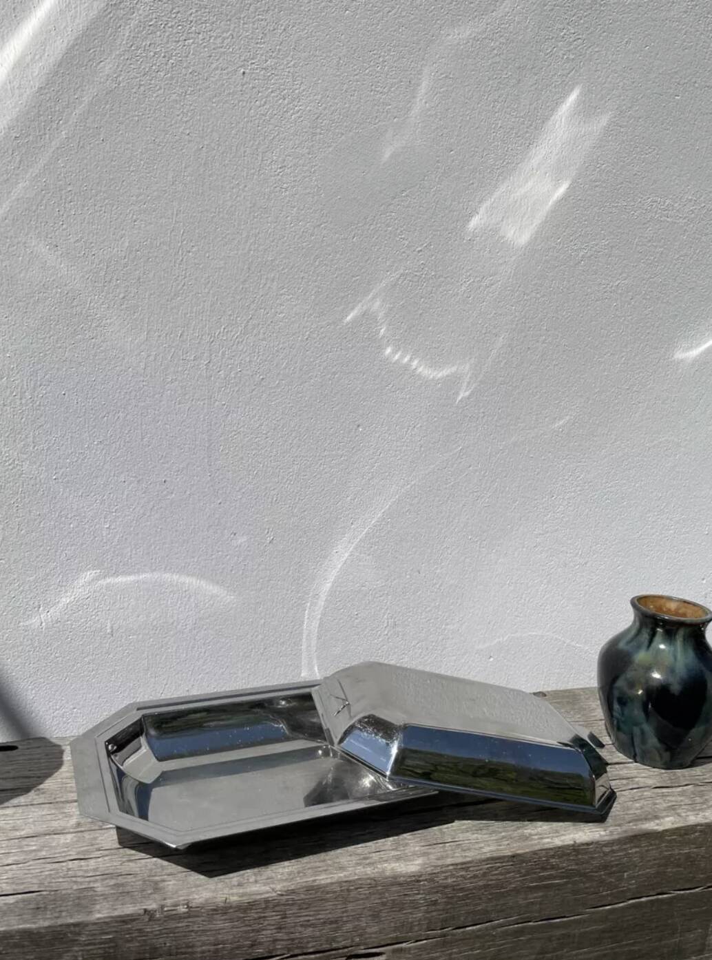Plats rectangulaires en inox art déco