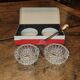 Pair of crystal glass table salt shakers - Circa 1950