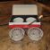Pair of crystal glass table salt shakers - Circa 1950