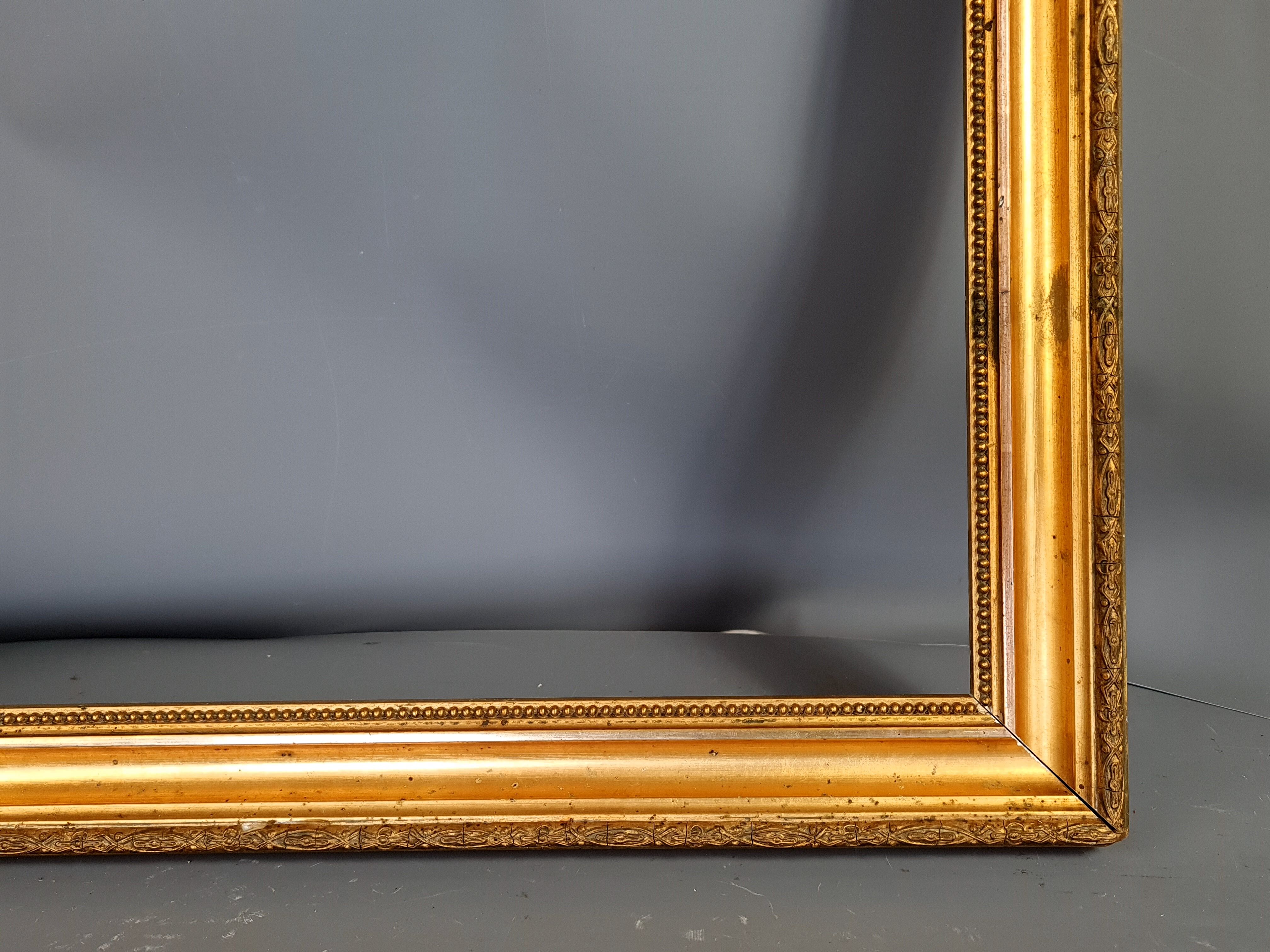 19th century frame gilded stucco wood, beaded interior edges, 47x39 cm, leaf 41.8x32.7 cm SB