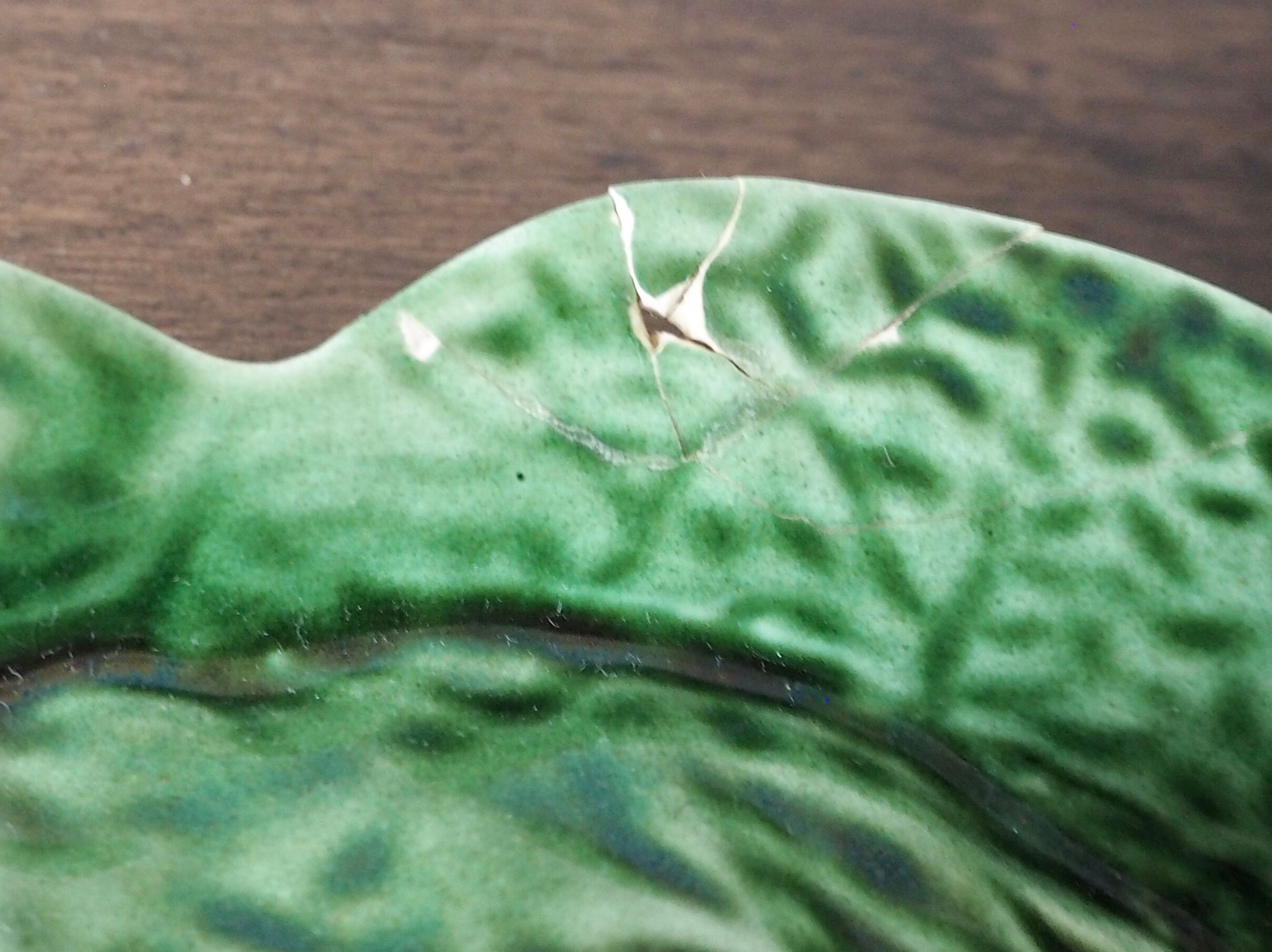 Souptureen and dish in cabbage slip