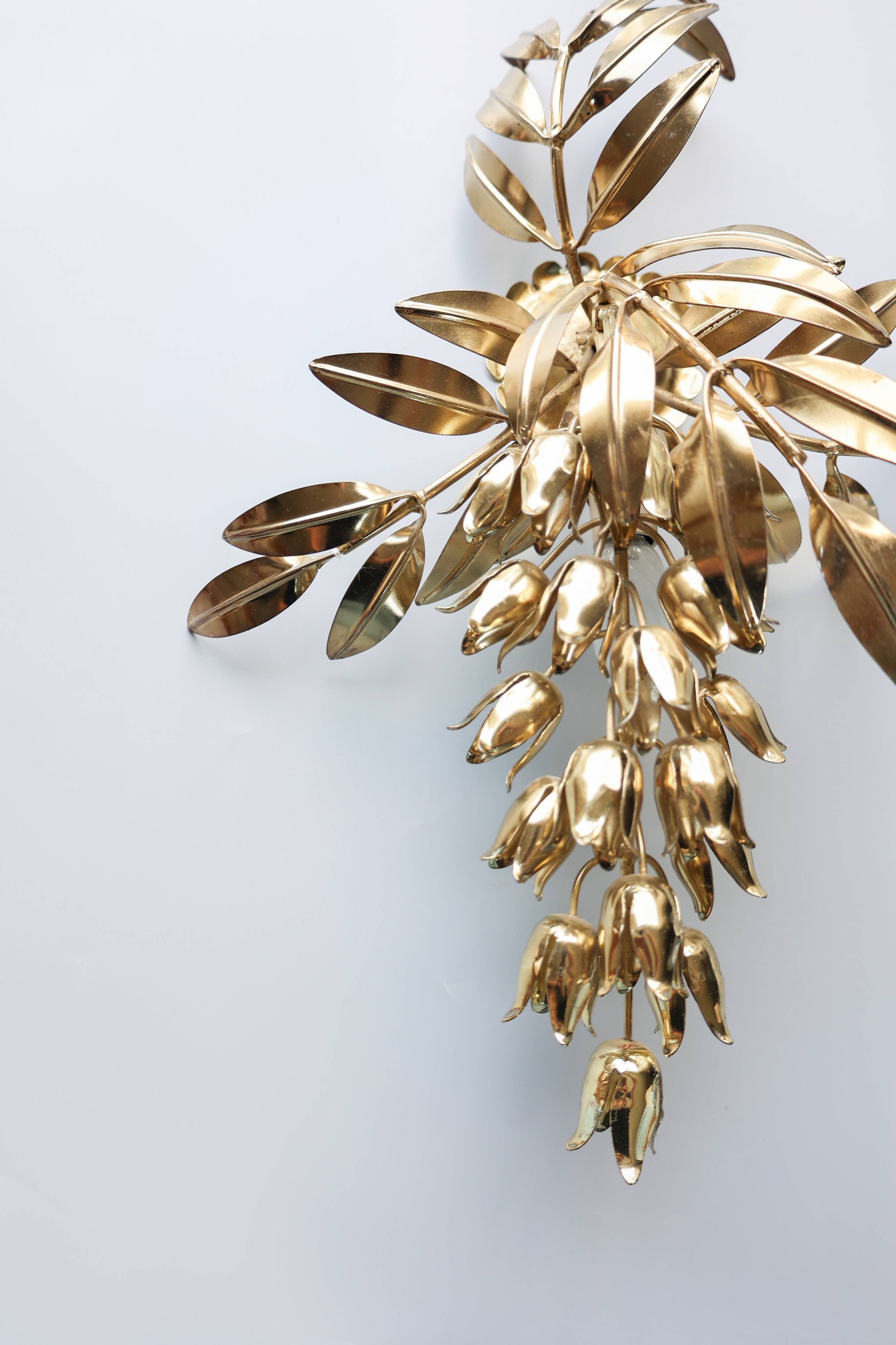 Applique murale dorée Hans Kögl, années 1980, Italie.