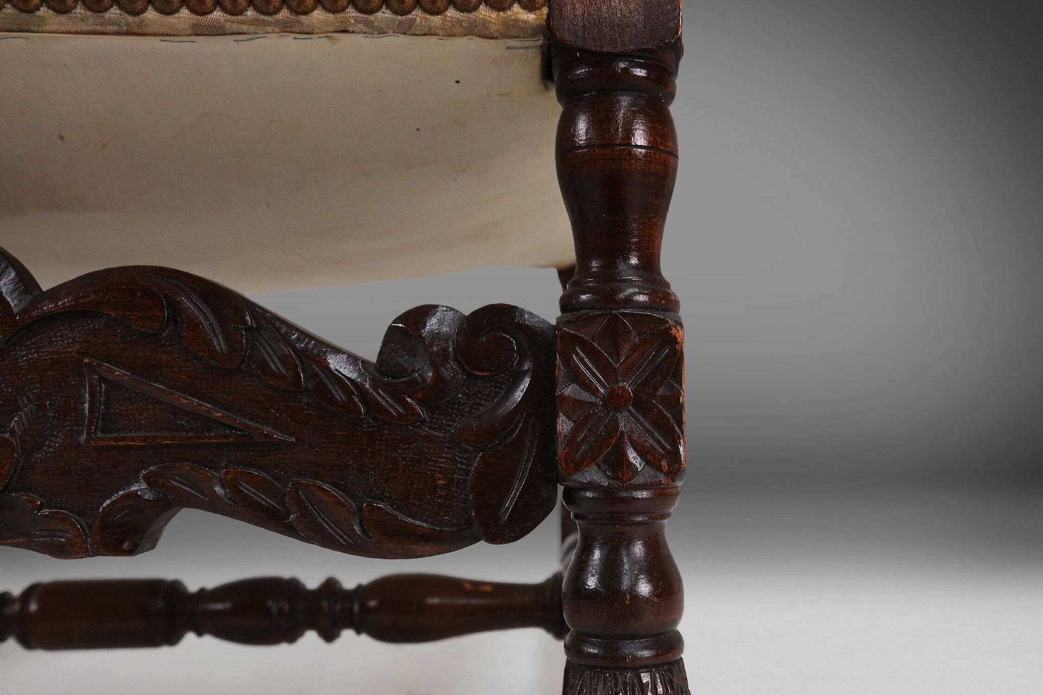 19th Century Renaissance carved oak Throne Armchair, France 1850s