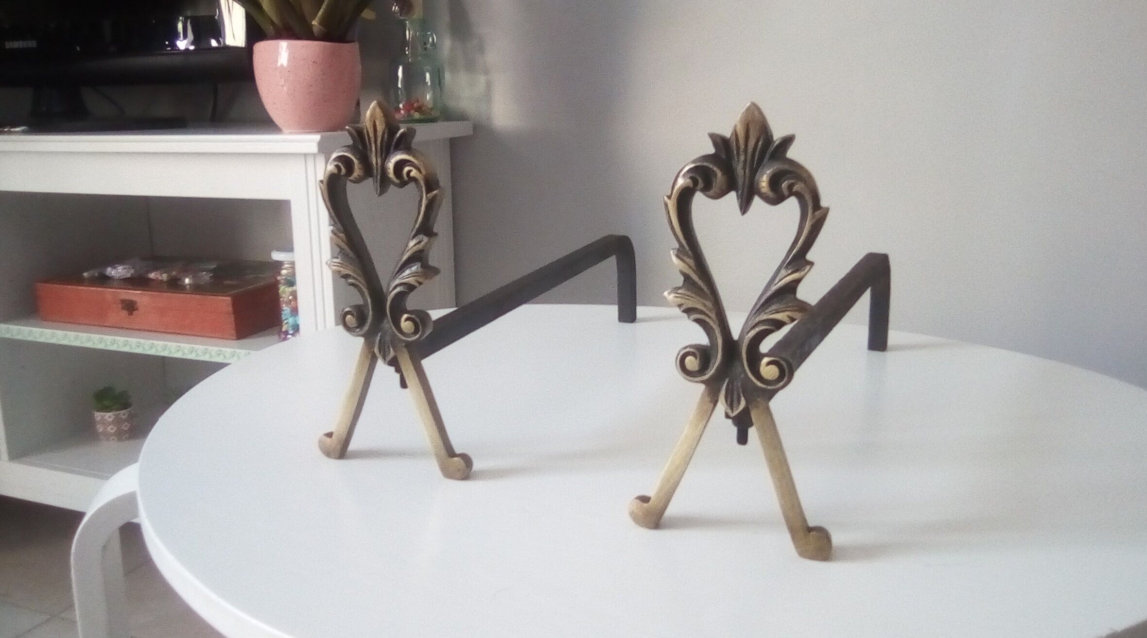 Chimney channels old solid brass and wrought iron