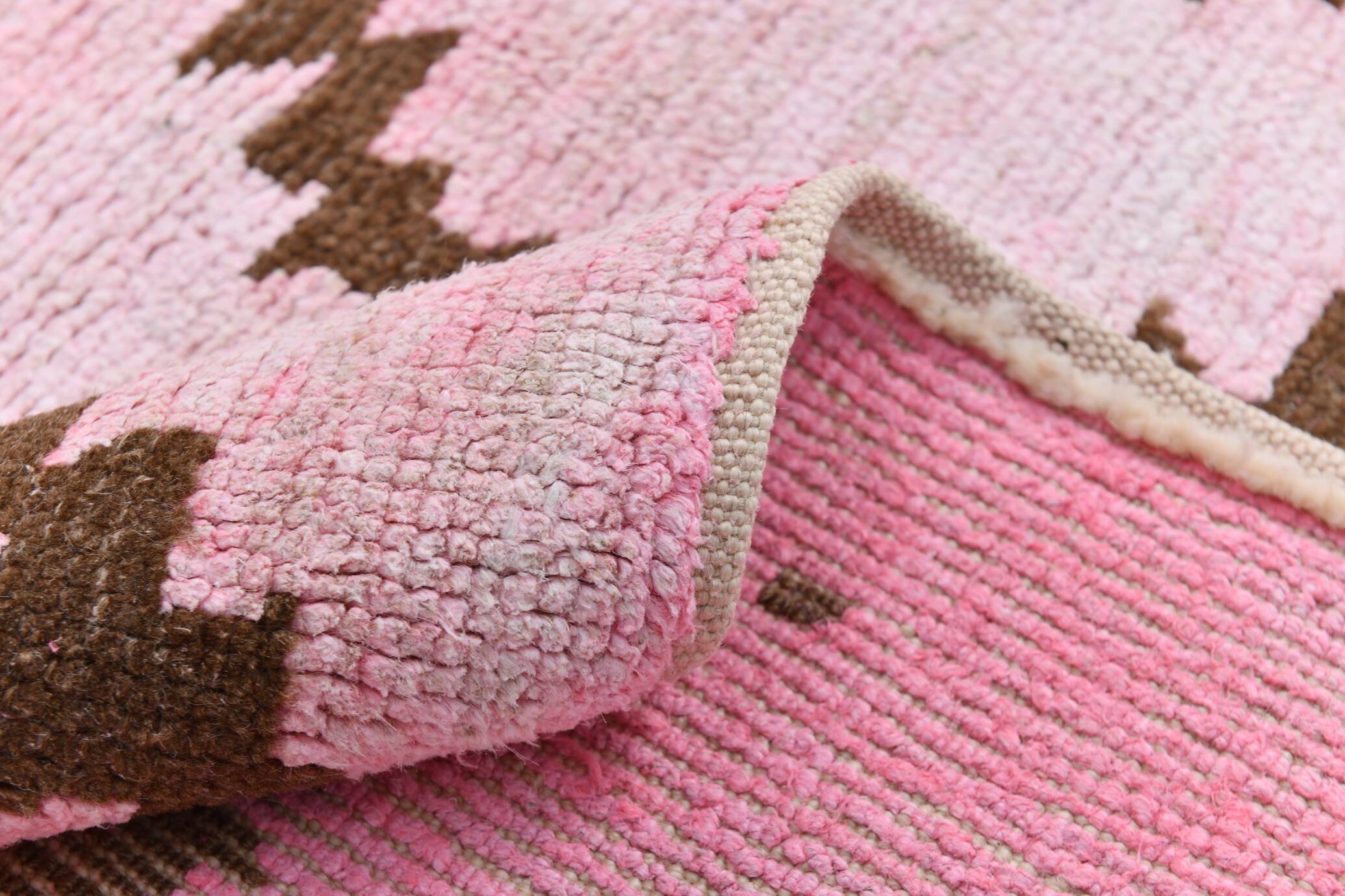 7x10 Pink Brown Modern Kilim Rug, 208x300Cm