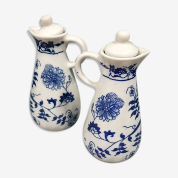 2 bottles faience 19th blue and white