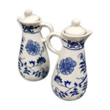2 bottles faience 19th blue and white