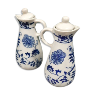 2 bottles faience 19th blue and white