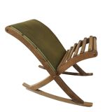 Ancien Repose Pied A Bascule Tissu Vert Et Bois Vintage Déco