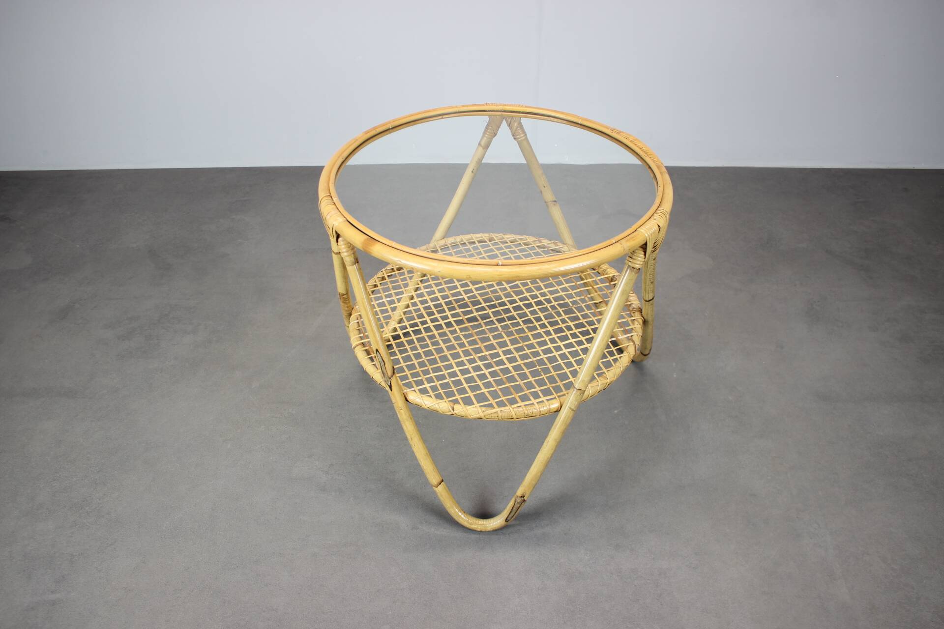 Mid-Century Bamboo and Glass Coffee Table by Alan Fuchs, Czechoslovakia, 1960s