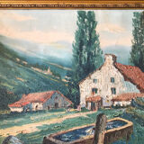 Oil on canvas painting landscape of the vosges signed Milio Burquin