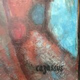 René cazassus "princesse rouge" tableau huile sur toile portrait de femme