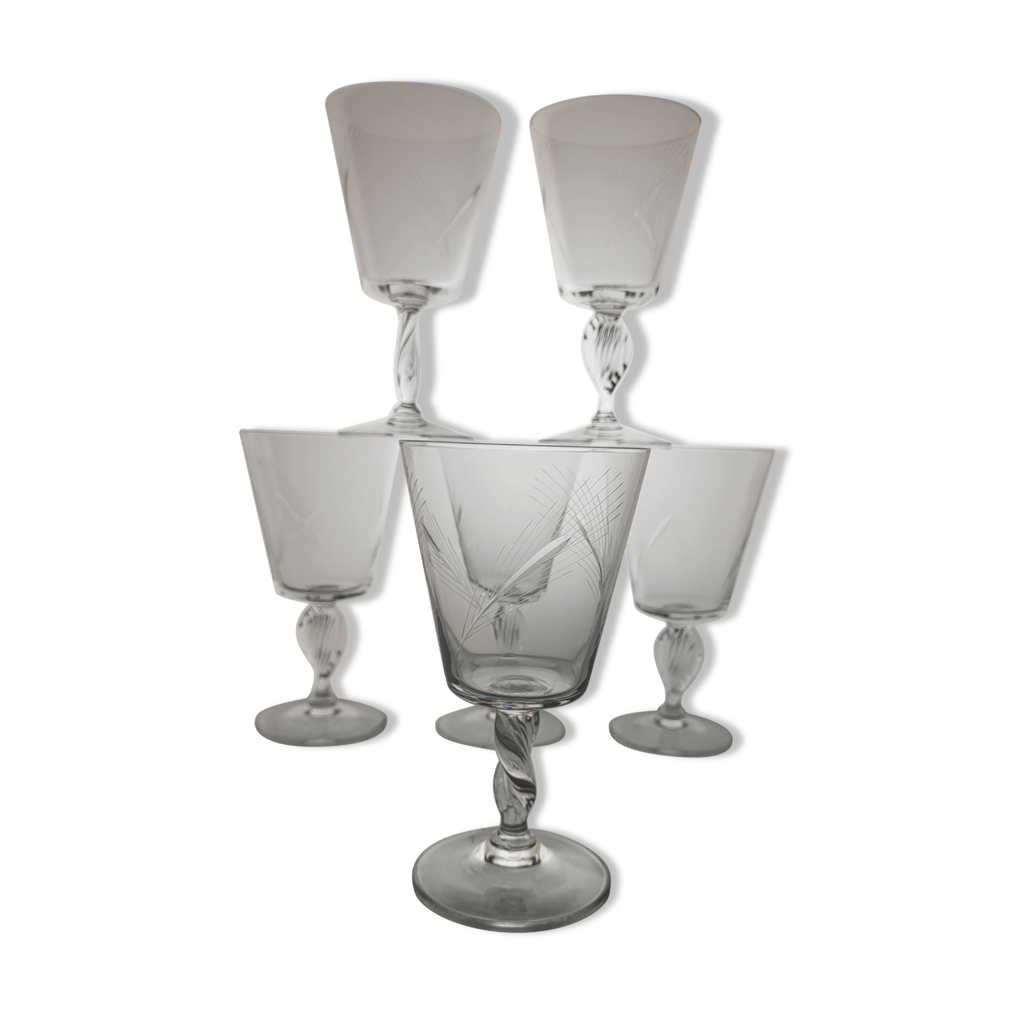 6 crystal water/wine glasses from the 60s (wheat)