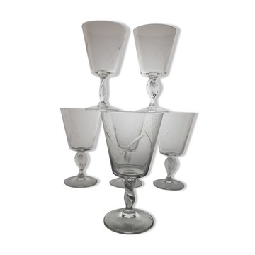 6 verres à eau / vin en cristal Années 60 (blé)