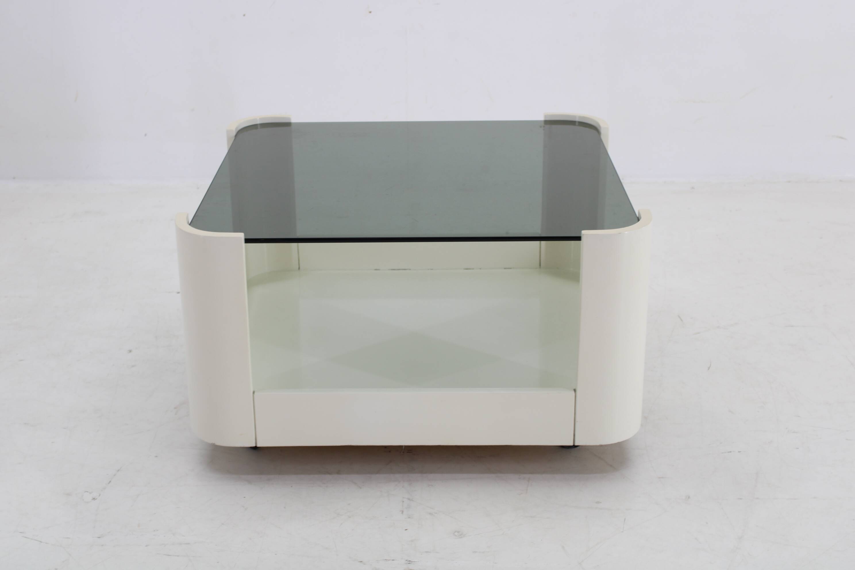 1970s Italian Square Glass Coffee Table