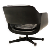 Black leather chaise longue by Olli Mannermaa for Finnart Ab, Finland, 1970