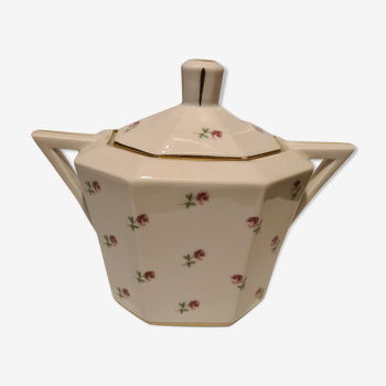 Limoges porcelain sugar bowl with floral decoration