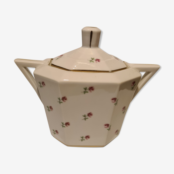 Sucrier en porcelaine de Limoges décor floral