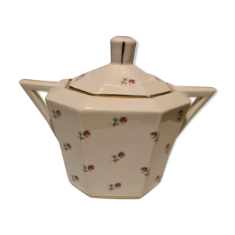 Limoges porcelain sugar bowl with floral decoration