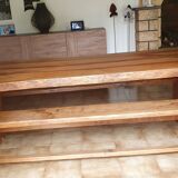 Solid oak farm table with its 2 benches