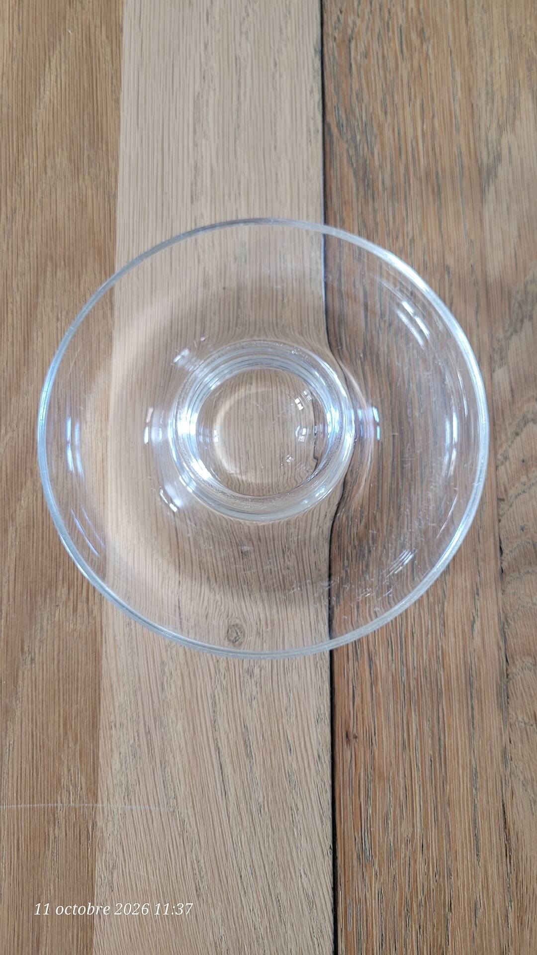 2 egg cups with matching glass cloches in transparent glass