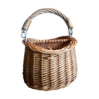 Panier à couvert en rotin pour dejeuner sur l'herbe années 50