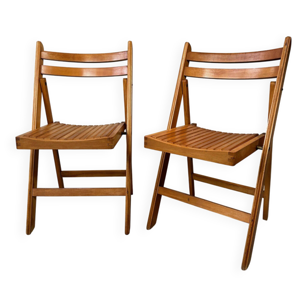 2 chaises pliantes en bois vintage – hêtre — Beyit