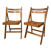 2 chaises pliantes en bois vintage – hêtre