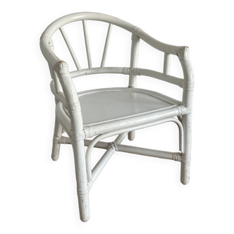 Fauteuil d'enfant, rotin blanc