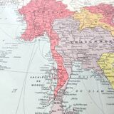 Old Indochina Asia map 43x43cm from 1950