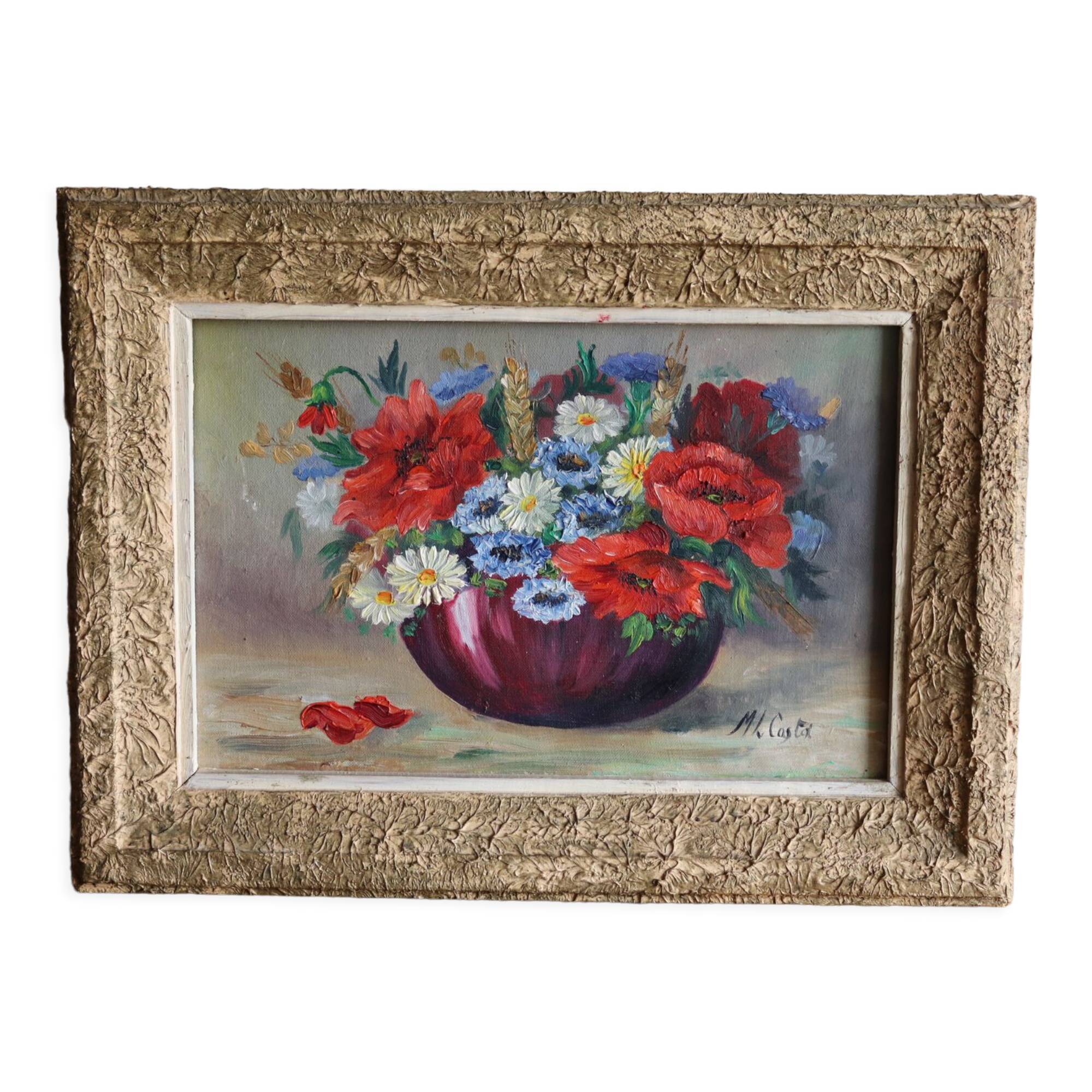 Old painting bouquet of flowers