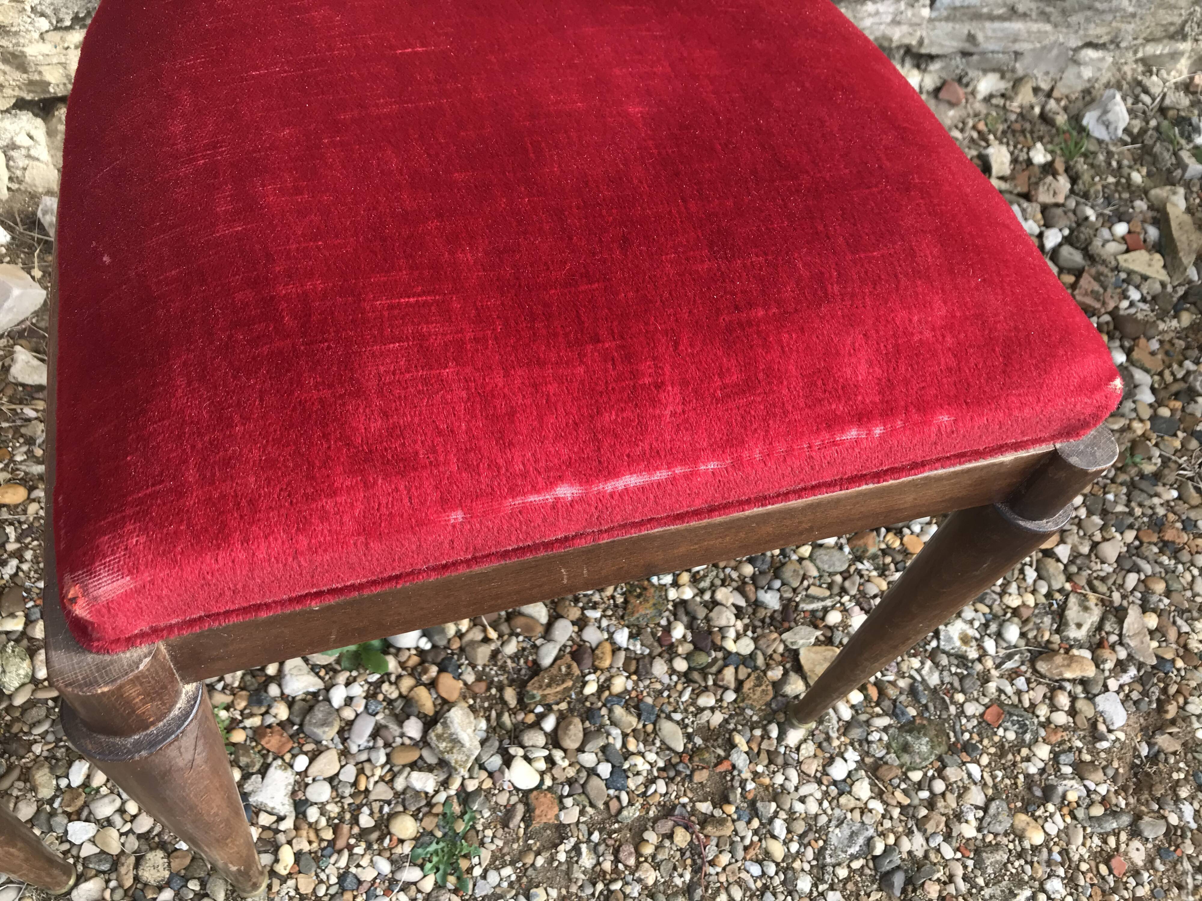 6 chairs art deco red velvet
