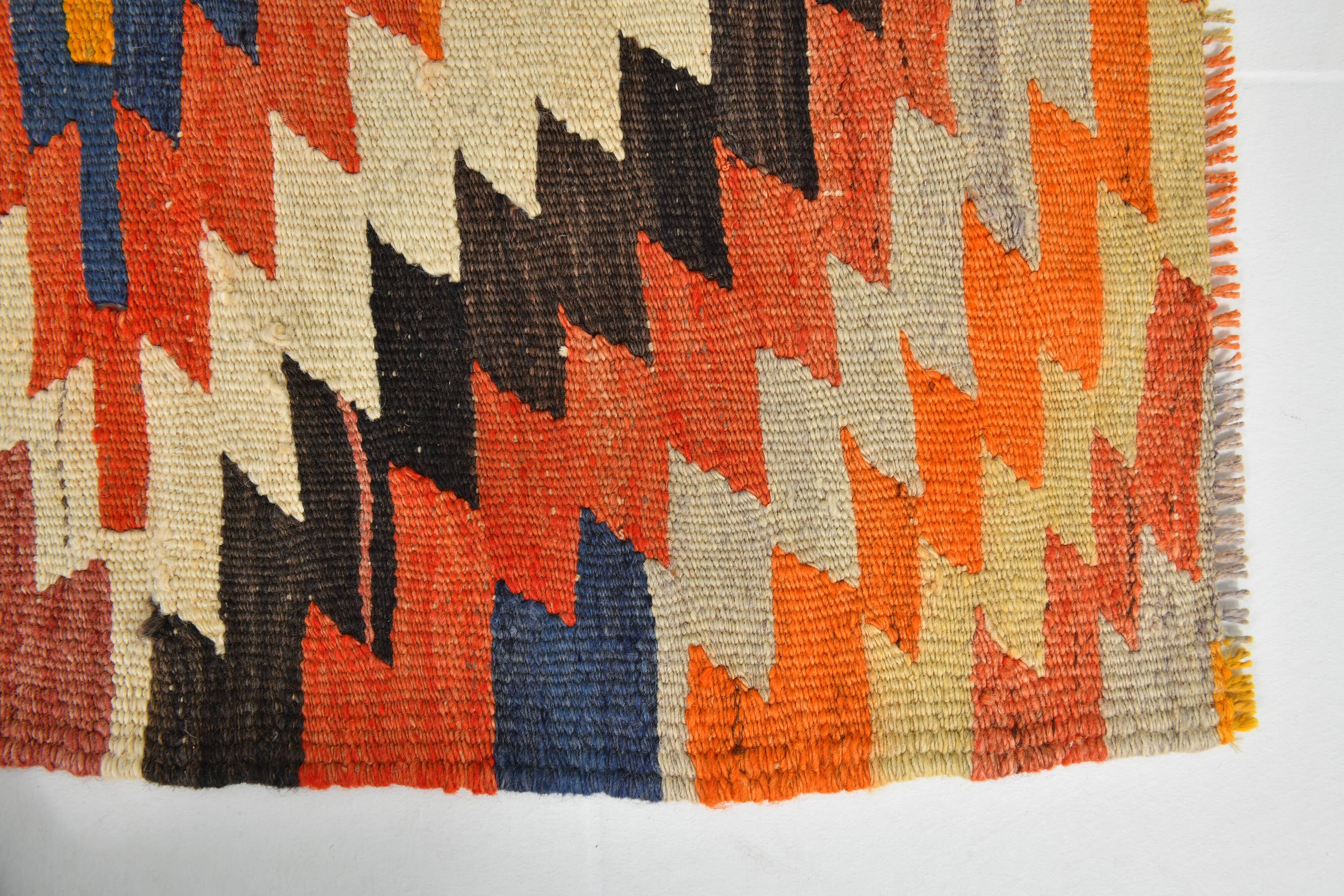 5x6 Turkish Hand Woven Multicolor Kilim Carpet Rug, 160x190 Cm