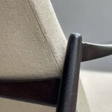 Pair of vintage GFM-64 pure linen armchairs by Edmund Homa, 1960s