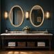 Large oval Florentine mirror in carved wood and gilded with gold leaf.