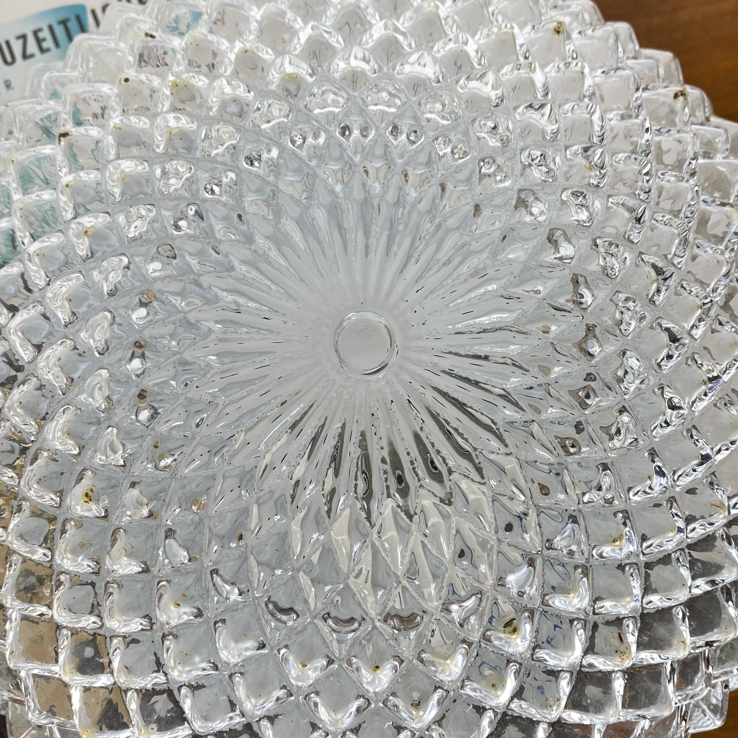 Applique murale ou plafonnier rond en verre pointe de diamant transparent