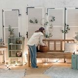 Vintage wooden dresser - linen colors