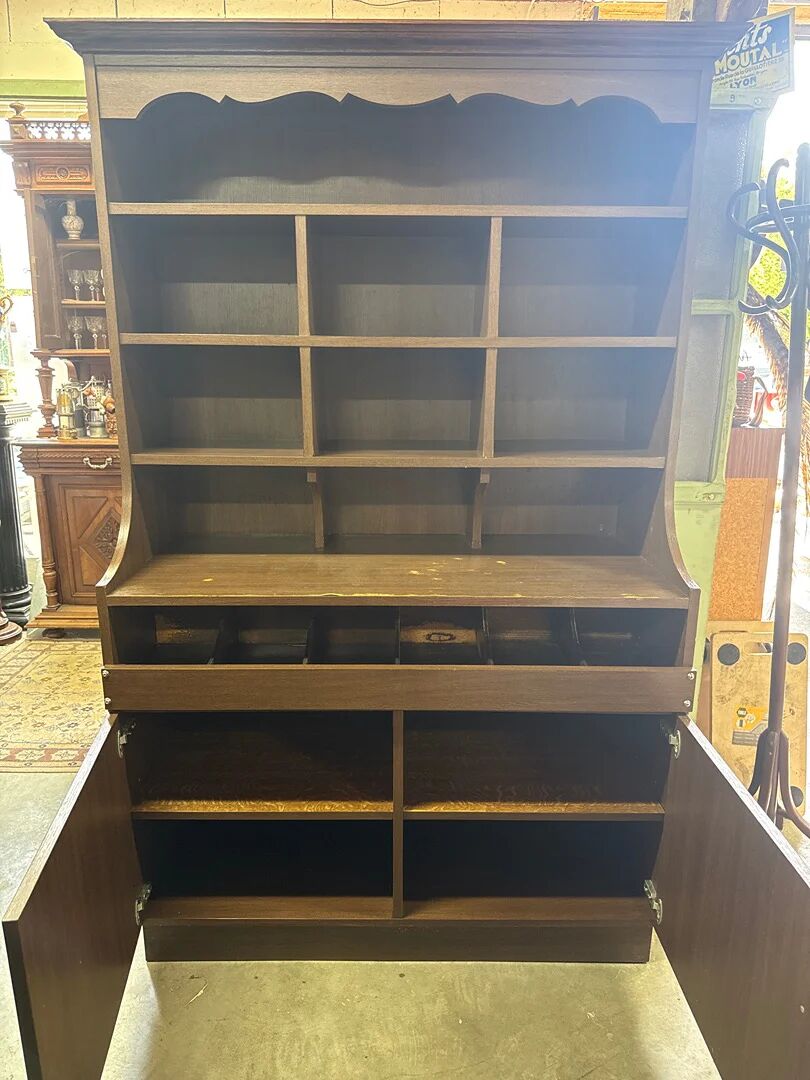 Vintage Storage Furniture for Bar Restaurant Brown Wood with Compartments
