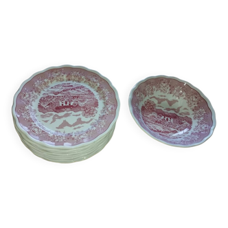 Fontebasso “Swiss Landscape 1760” Rose | Collection Set of 9 Plates