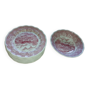 Fontebasso “Swiss Landscape 1760” Rose | Collection Set of 9 Plates