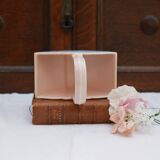 Vintage pink and blue ceramic basket vase