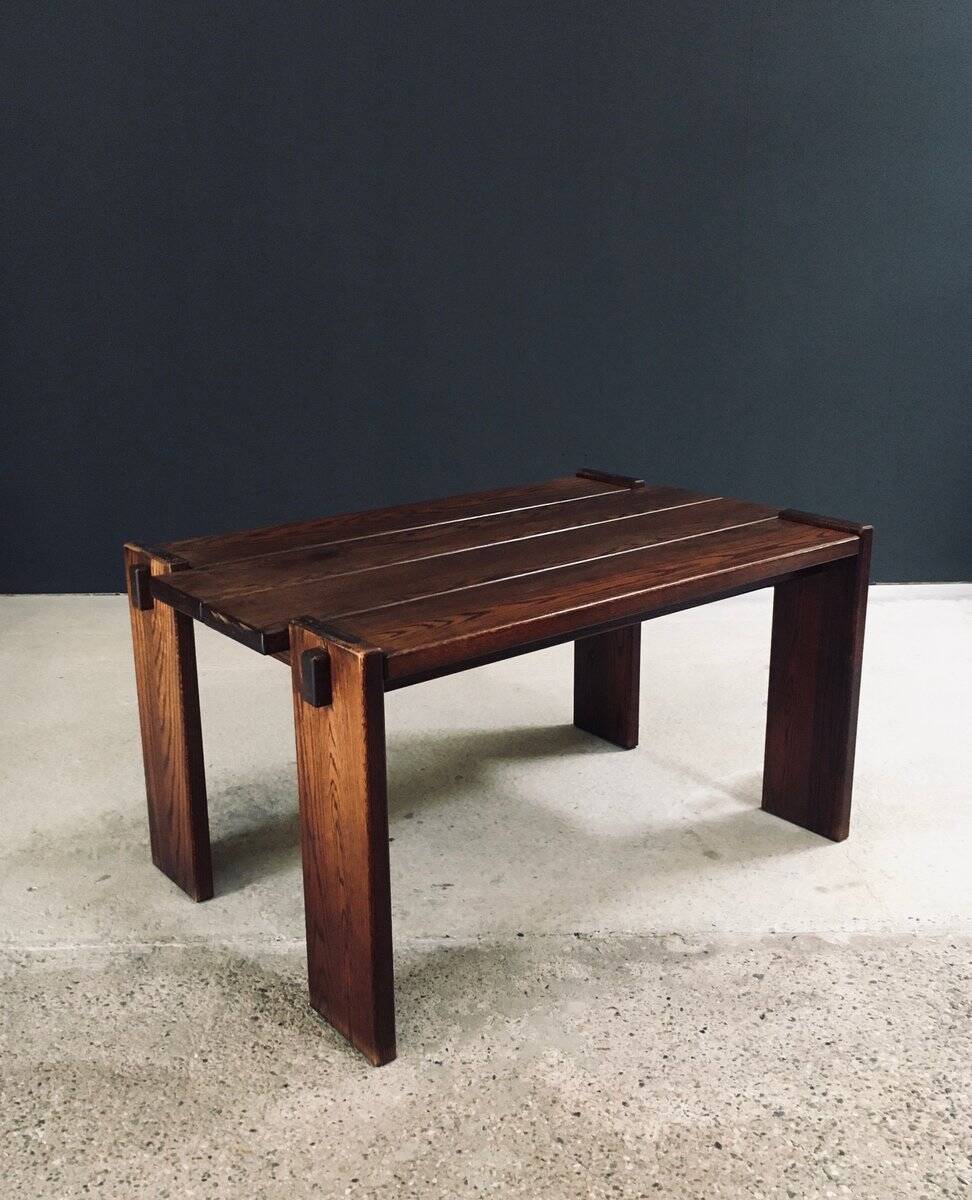 Constructivist Oak Dining Table, Belgium, 1960s