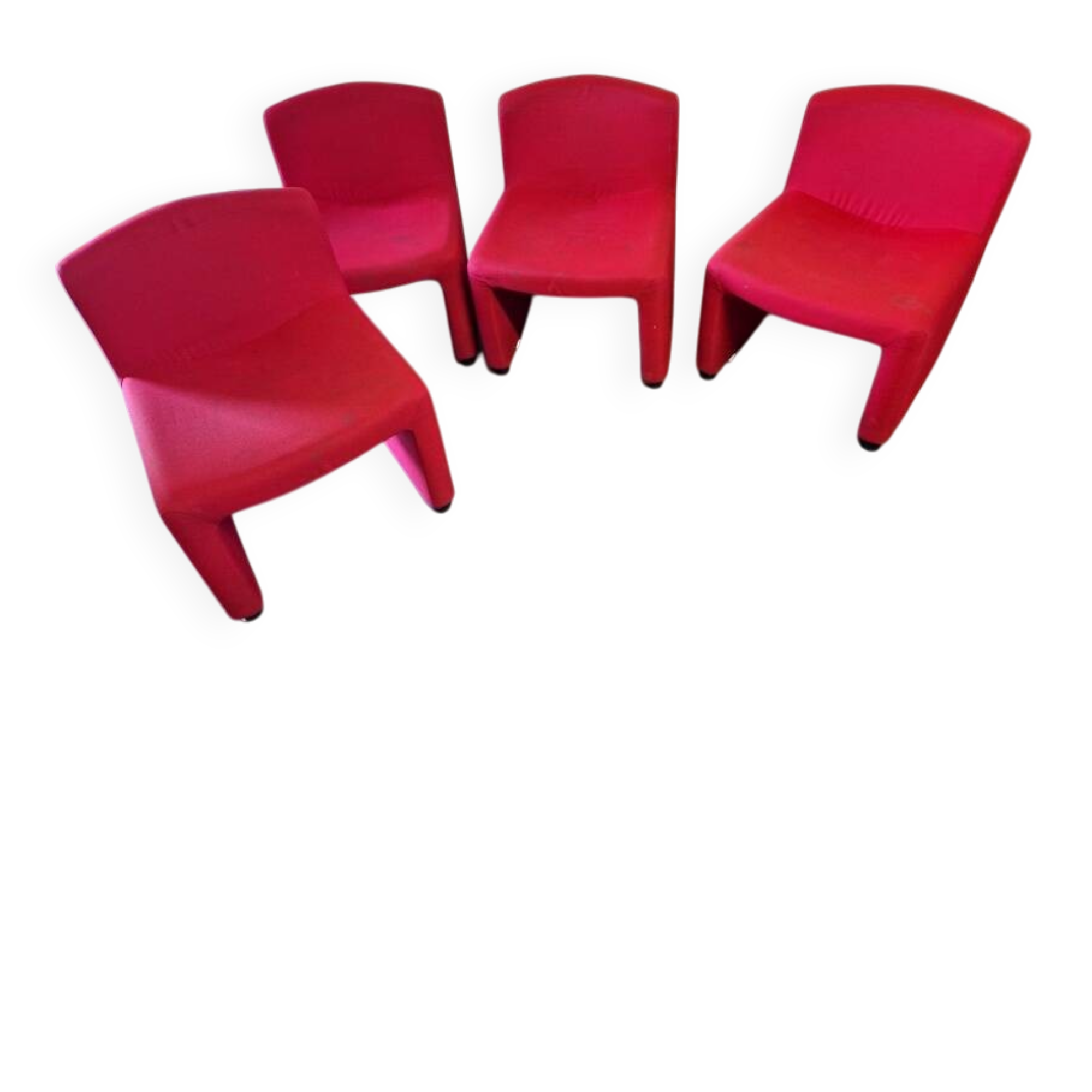 Arfa editor - Set of 4 red wool armchairs - 1980