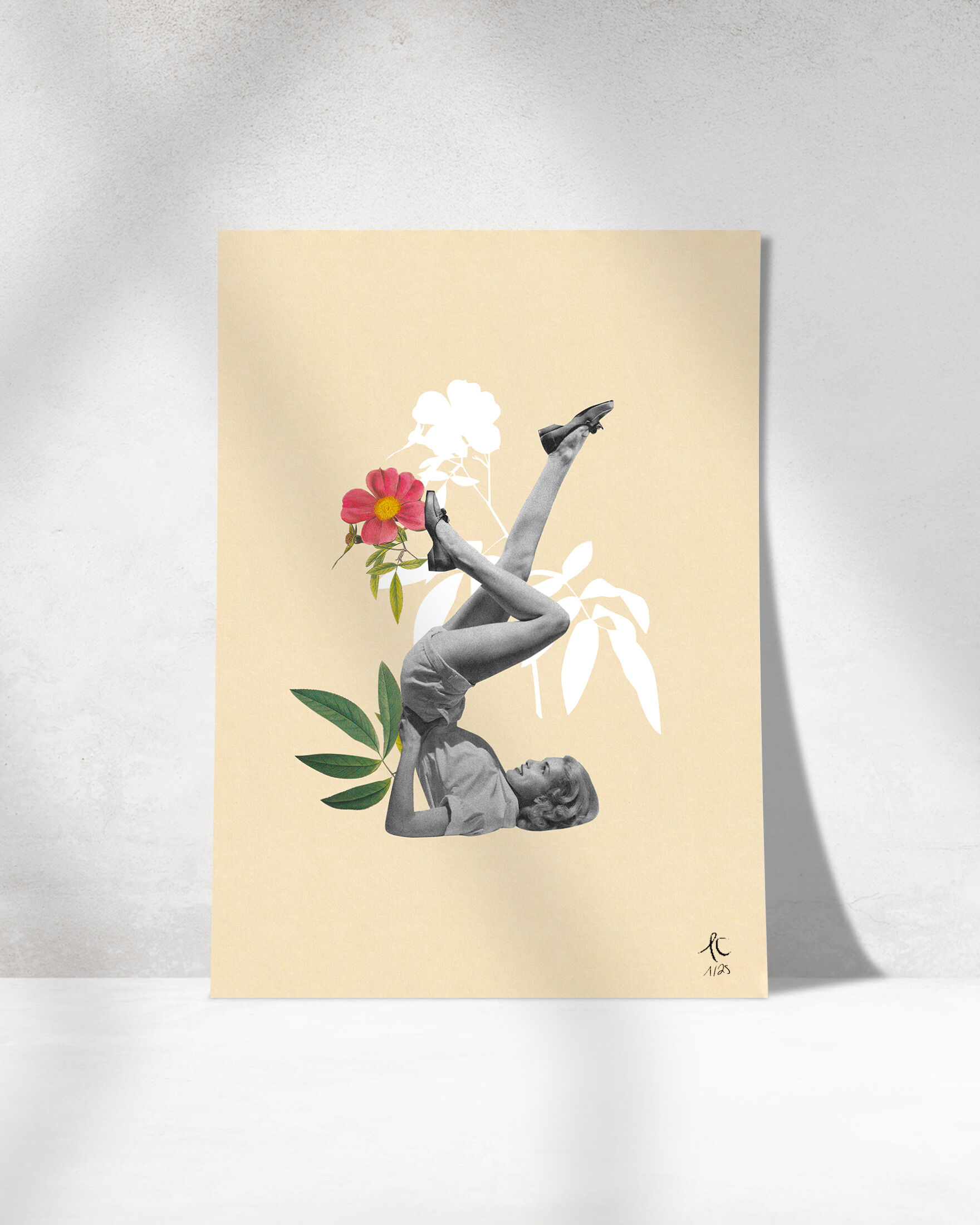 Print Collage. Flower Candle